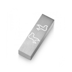 Adi Sidler Brushed Aluminum Car Mezuzah Peace Doves S... | Car Mezuzah
