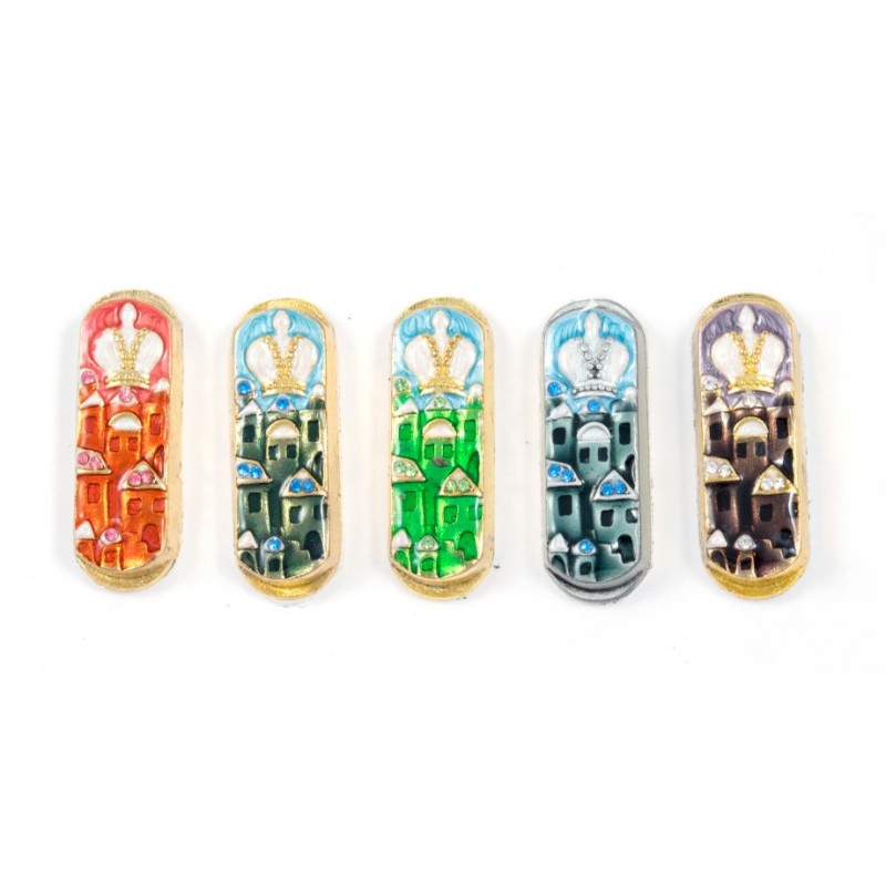 Set of Five Car Mezuzahs in Gift Box Jerusalem and Cr... | Car Mezuzah