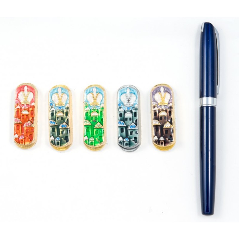 Set of Five Car Mezuzahs in Gift Box Jerusalem and Cr... | Car Mezuzah