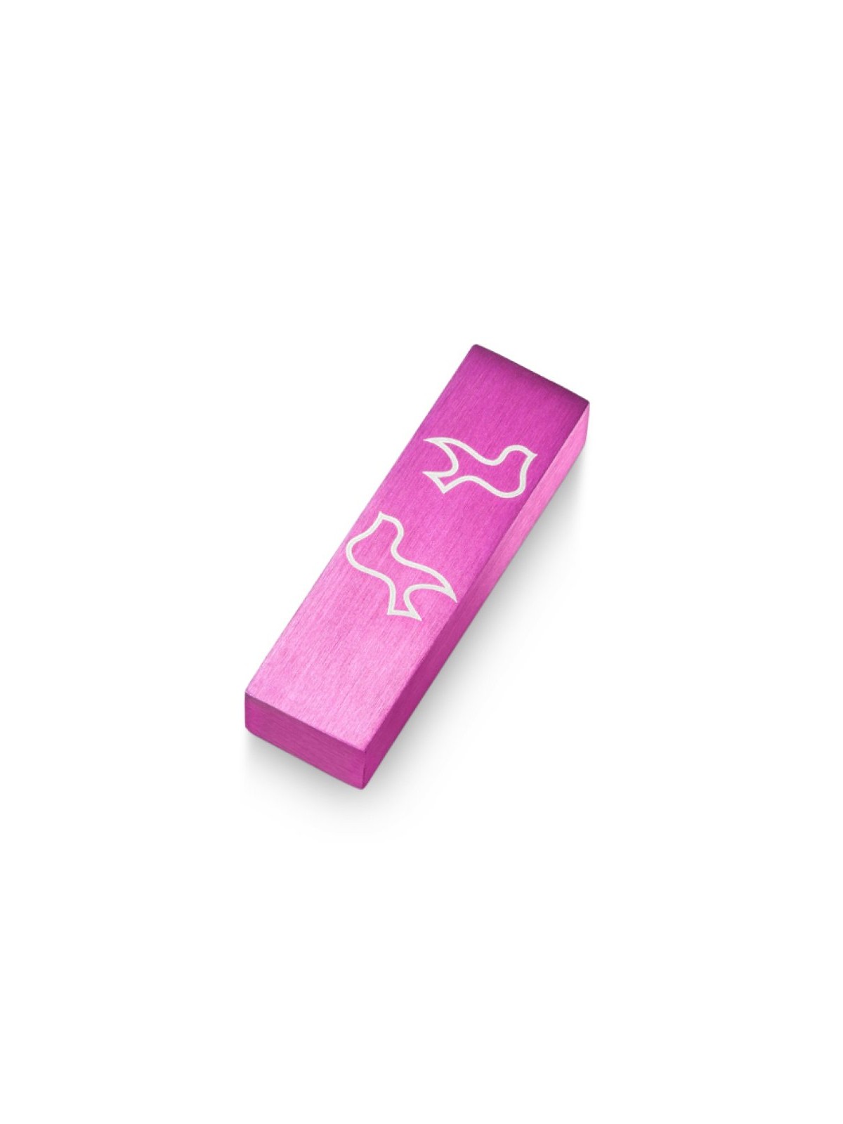 Adi Sidler Brushed Aluminum Car Mezuzah Peace Doves Pink | Car Mezuzah