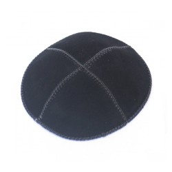 Black Suede Kippah Four Panel Yarmulke | Suede Kippah