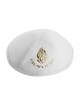 White Suede Like Breslev Kippah with Embroidered My ... | Suede Kippah