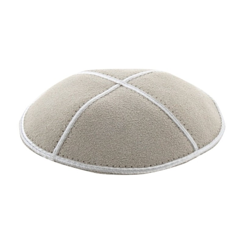 Kippa en daim blanc cassé | Kippa en daim
