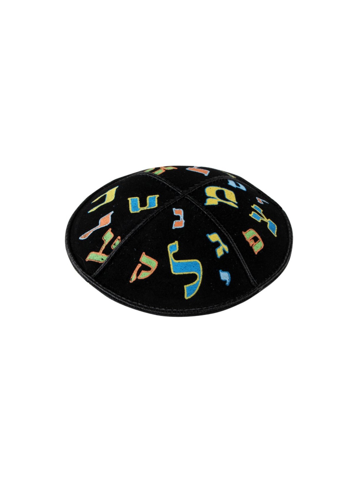Black Suede Alef Bet Kippah | Suede Kippah