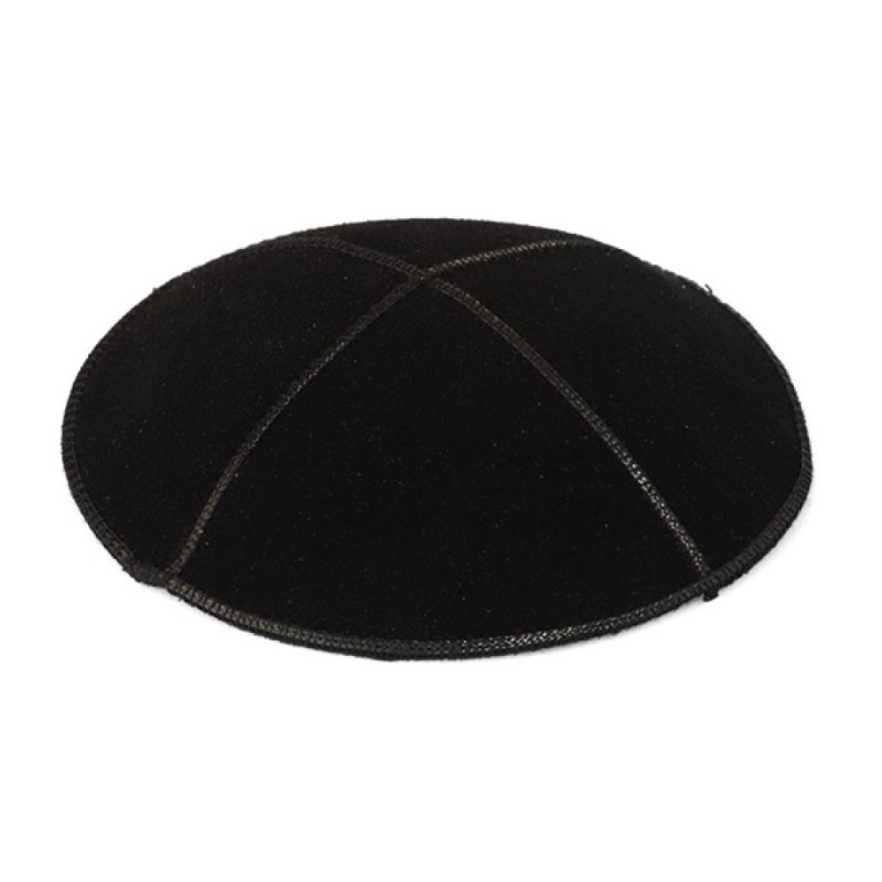 Black Suede Kippah with Black Trimming | Suede Kippah