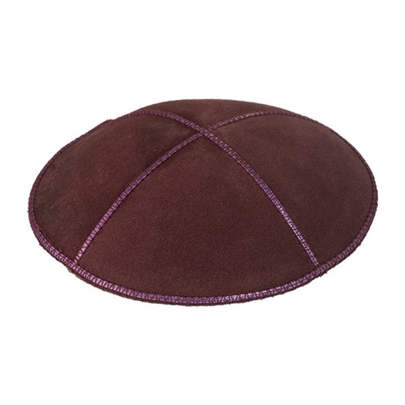 Eggplant Purple Suede Kippah with Four Panels | Suede Kippah