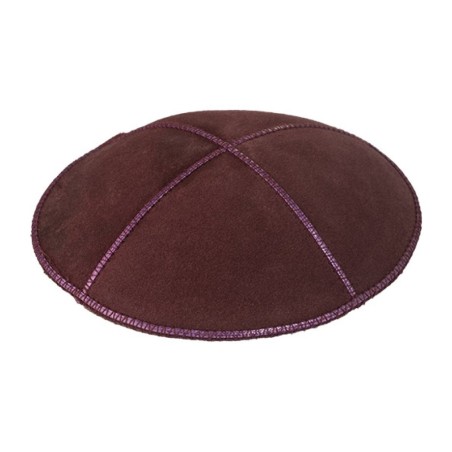 Eggplant Purple Suede Kippah with Four Panels | Suede Kippah