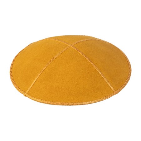 Mustard Color Suede Kippah Four Panels | Suede Kippah