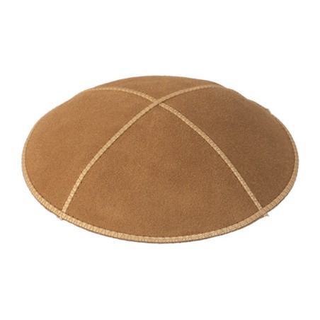 Light Brown Suede Kippah in Four Panels | Suede Kippah