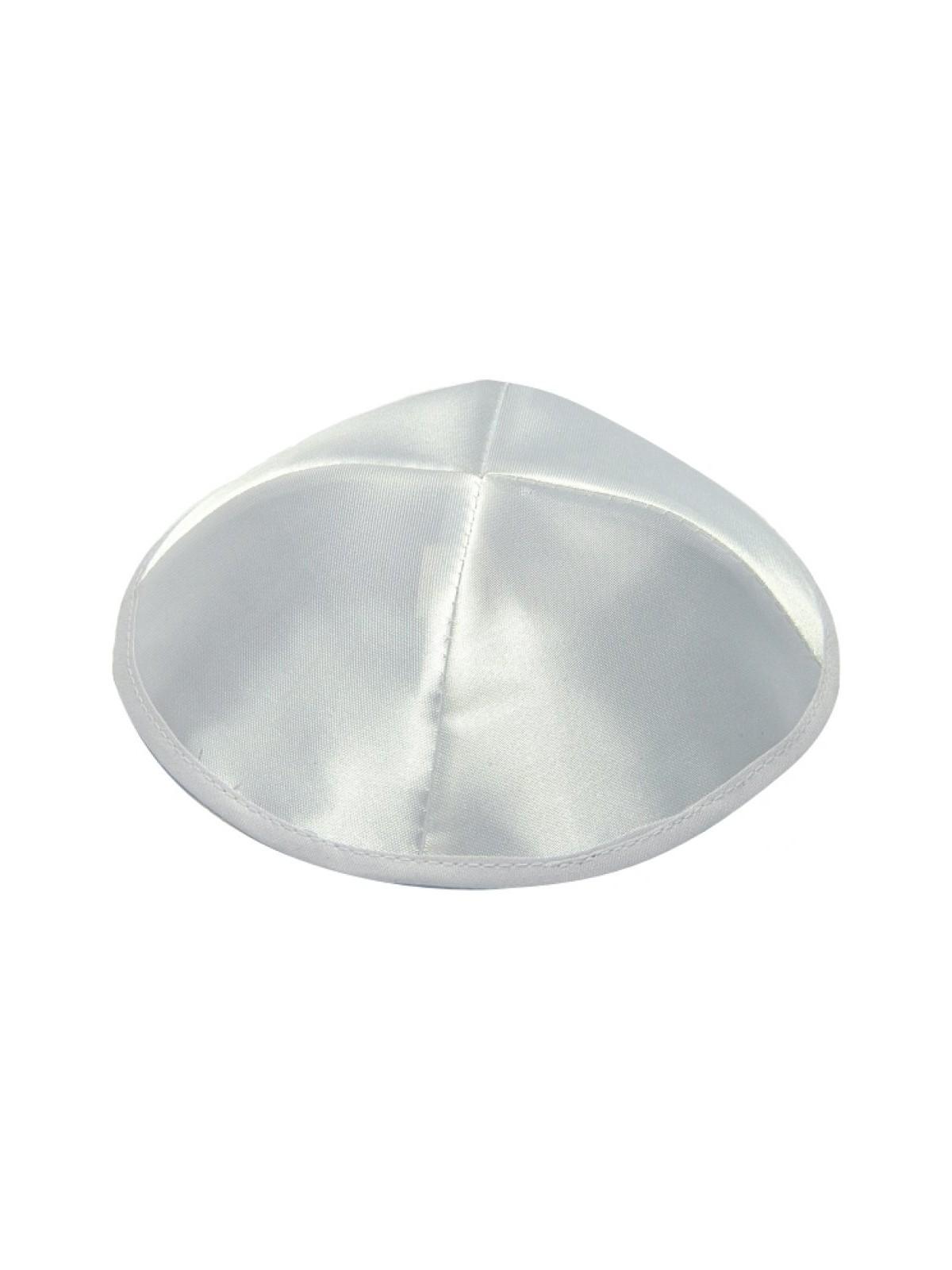 White Satin Kippah White Ribbon Around Base | Satin Kippah