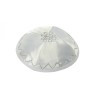 White Satin Kippah with Silver Diagonal Design | Satin Kippah
