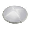White Satin Four Panel Kippah with Silver Border Ribbon | Satin Kippah