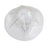 White Satin Kippah with Silver Ribbon Star of David ... | Satin Kippah
