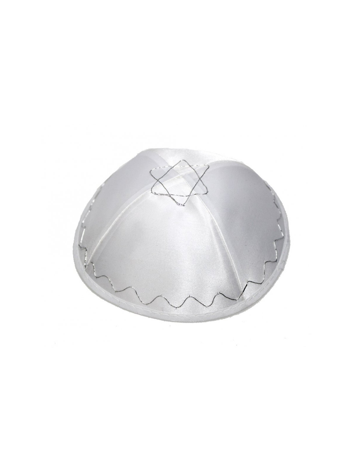White Terylene Kippah with Star of David | Satin Kippah