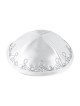 White Terylene Kippah with silver border design | Satin Kippah