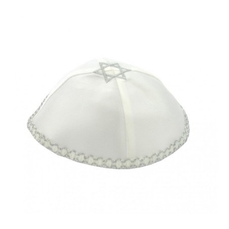 Satin Kippah With Silver Star Of David | Satin Kippah