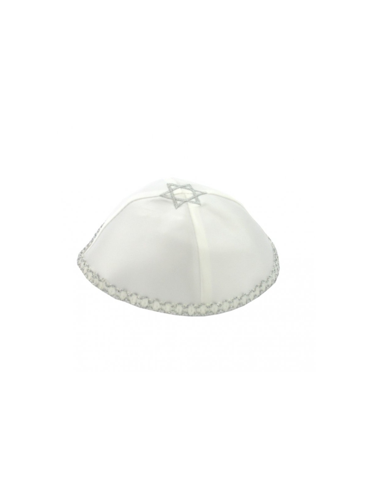 Satin Kippah With Silver Star Of David | Satin Kippah