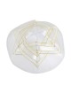 White Satin Kippah Gold Star of David Design | Satin Kippah