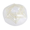 White Satin Kippah Gold Star of David Design | Satin Kippah