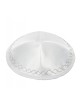 White Satin Kippah With Silver Geometric Border Design | Satin Kippah