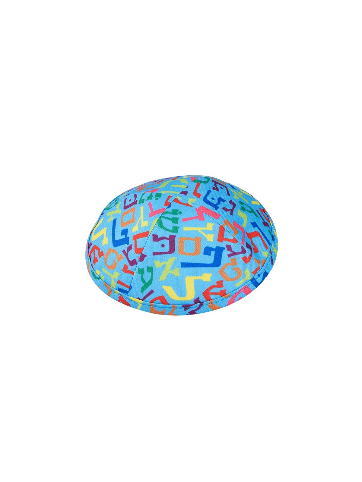 Turquoise Suede Kippah with Colorful Alef Bet Design... | Satin Kippah