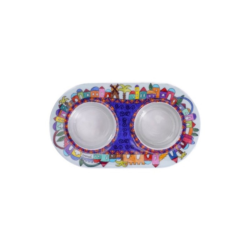 Yair Emanuel Metal and Glass Candle Holde... | Candlesticks by Emanuel