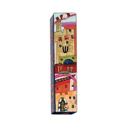 Yair Emanuel Small Hand Painted Wood Mezuzah ... | Mezuzahs by Emanuel