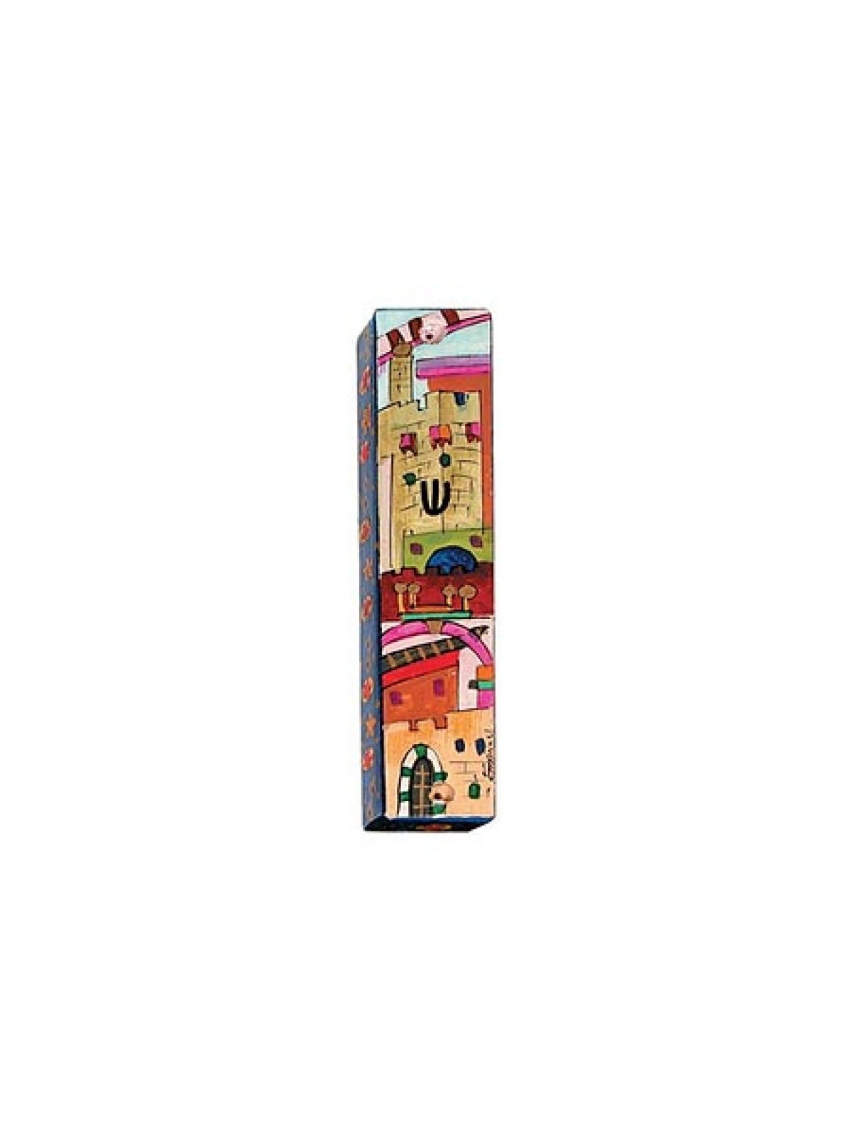 Yair Emanuel Small Hand Painted Wood Mezuzah ... | Mezuzahs by Emanuel
