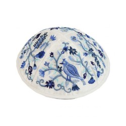 Yair Emanuel Kippah Embroidered Birds an... | Kippot & Hats by Emanuel