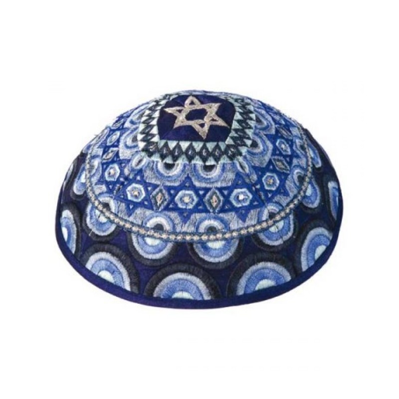 Yair Emanuel Embroidered Kippah Stars of... | Kippot & Hats by Emanuel