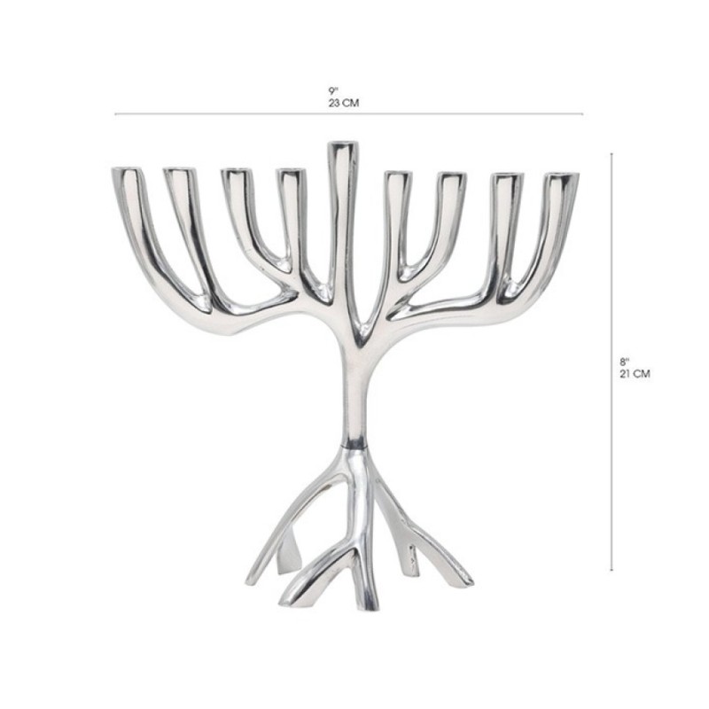 Yair Emanuel Arbre de Vie en Aluminium Chanukah Meno... | Hanoukka Menorah