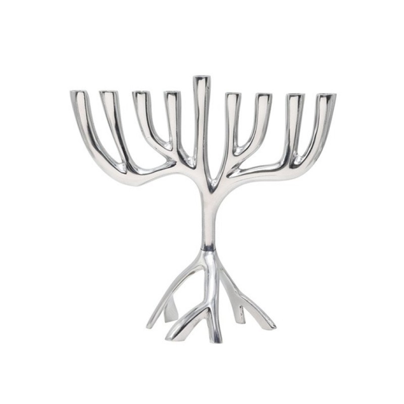Yair Emanuel Tree of Life Aluminum Chanukah Meno... | Hanukkah Menorah