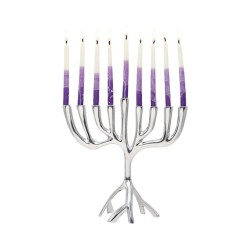 Yair Emanuel Tree of Life Aluminum Chanukah Meno... | Hanukkah Menorah