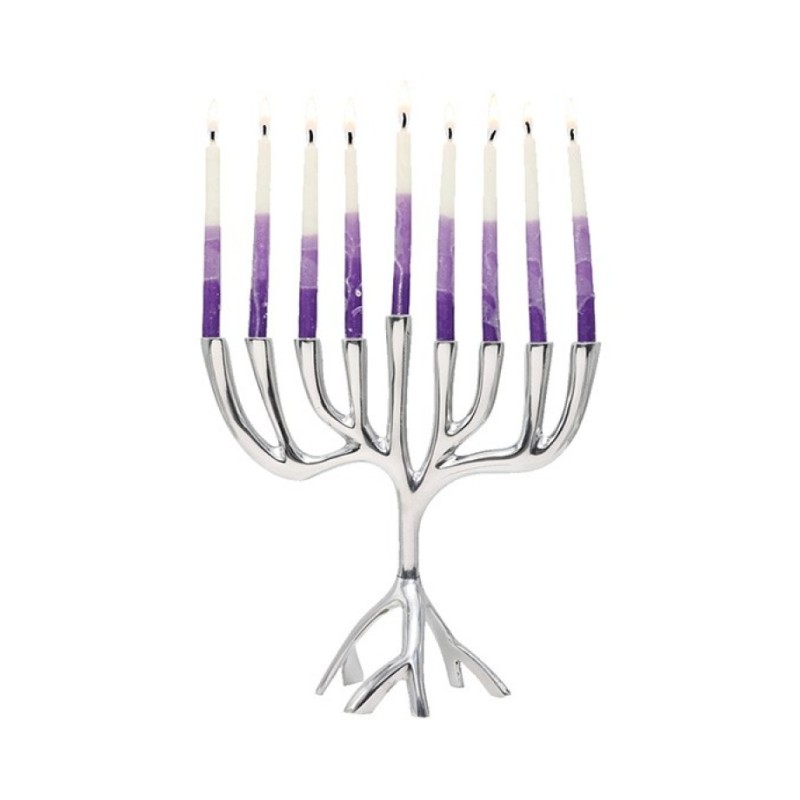 Yair Emanuel Tree of Life Aluminum Chanukah Meno... | Hanukkah Menorah