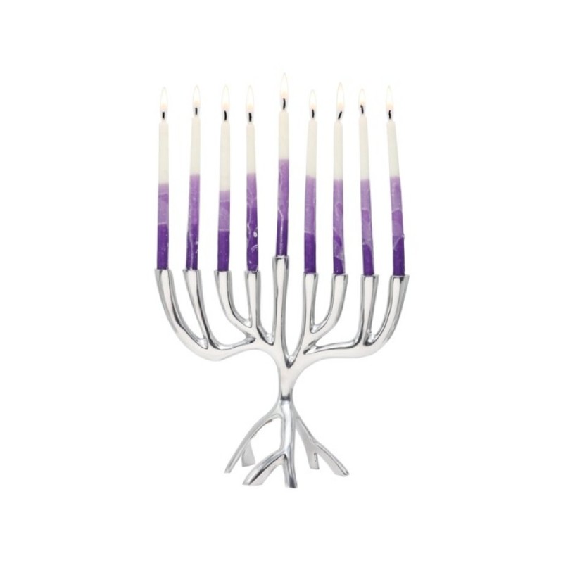 Yair Emanuel Tree of Life Aluminum Chanukah Meno... | Hanukkah Menorah