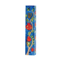 Yair Emanuel Small Hand Painted Wood Mezuzah ... | Mezuzahs by Emanuel