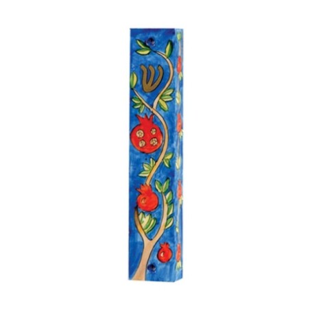 Yair Emanuel Small Hand Painted Wood Mezuzah ... | Mezuzahs by Emanuel