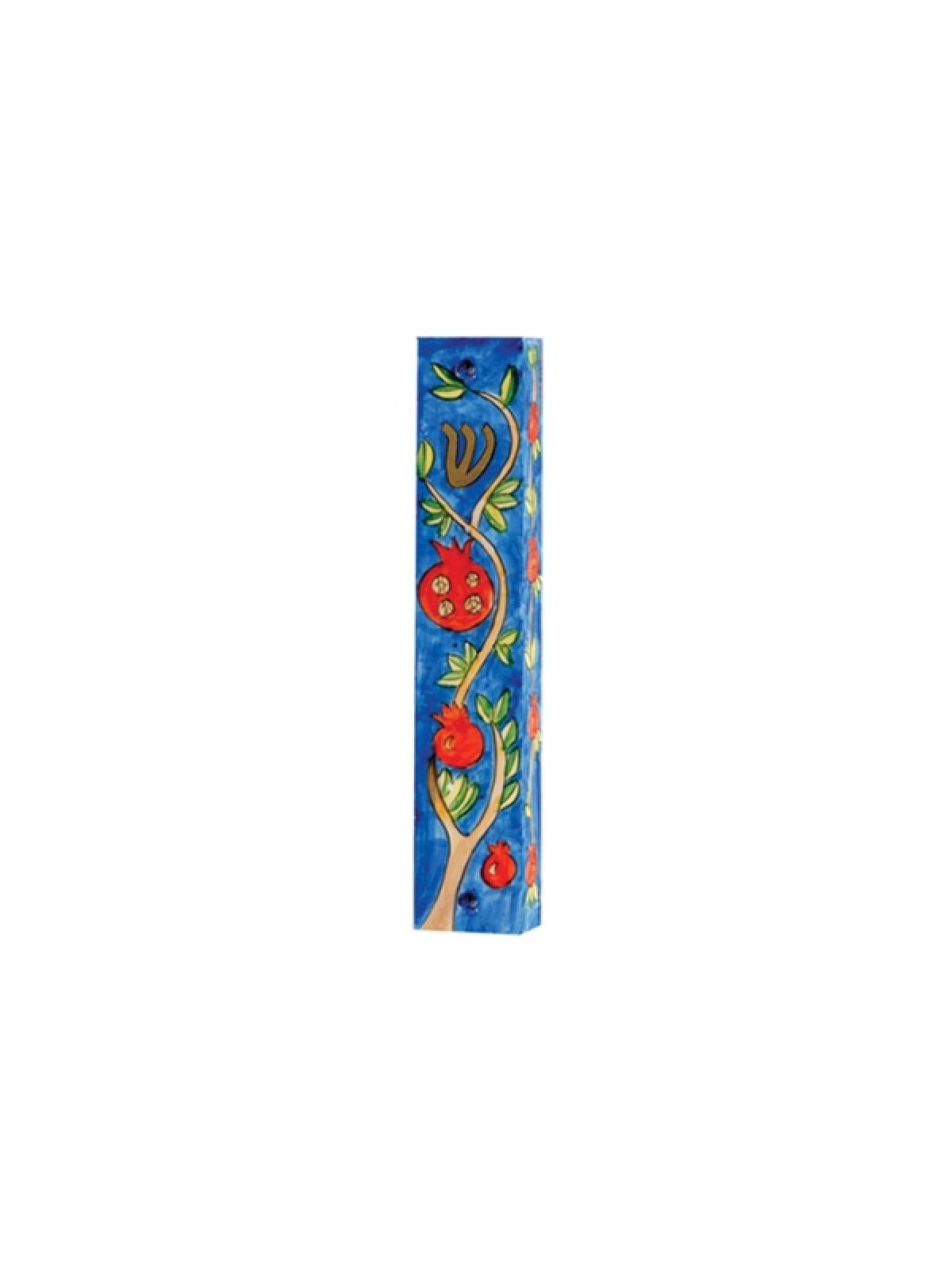 Yair Emanuel Small Hand Painted Wood Mezuzah ... | Mezuzahs by Emanuel