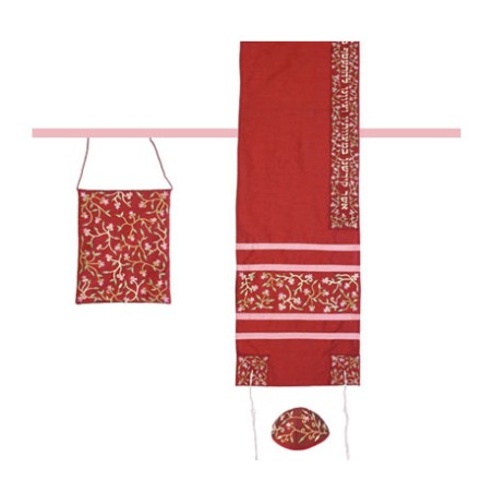 Yair Emanuel Embroidered Maroon Polysilk ... | Jewish Gift from Israel