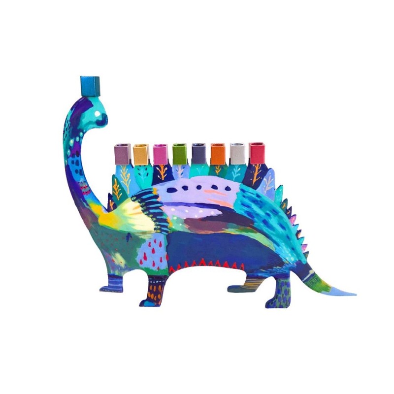Yair Emanuel Fun Chanukah Menorah Dinosaur 2 Sid... | Hanukkah Menorah