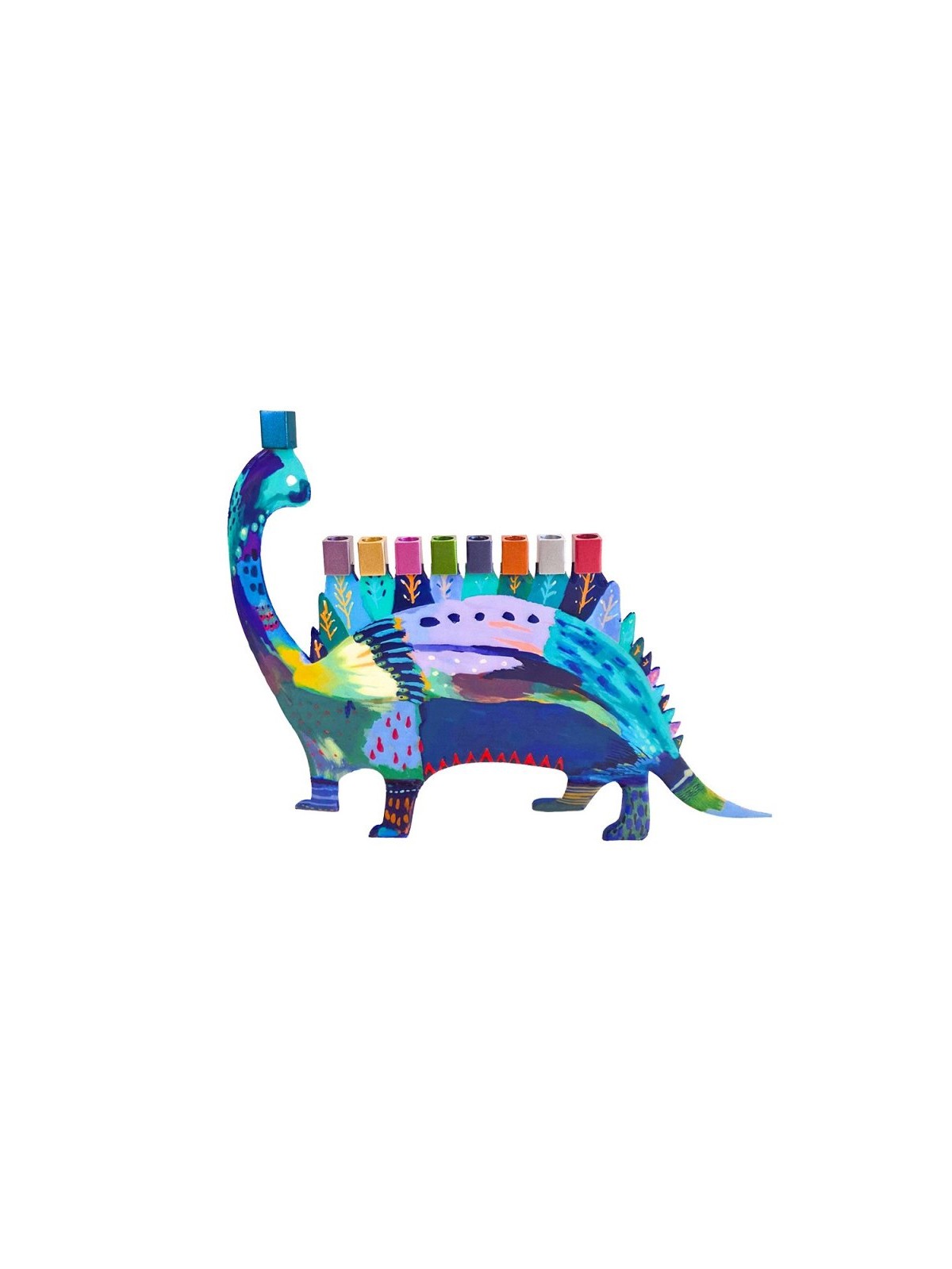 Yair Emanuel Fun Chanukah Menorah Dinosaur 2 Sid... | Hanukkah Menorah