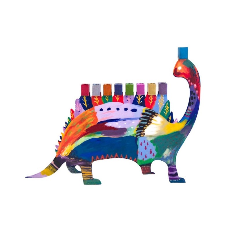 Yair Emanuel Fun Chanukah Menorah Dinosaur 2 Sid... | Hanukkah Menorah