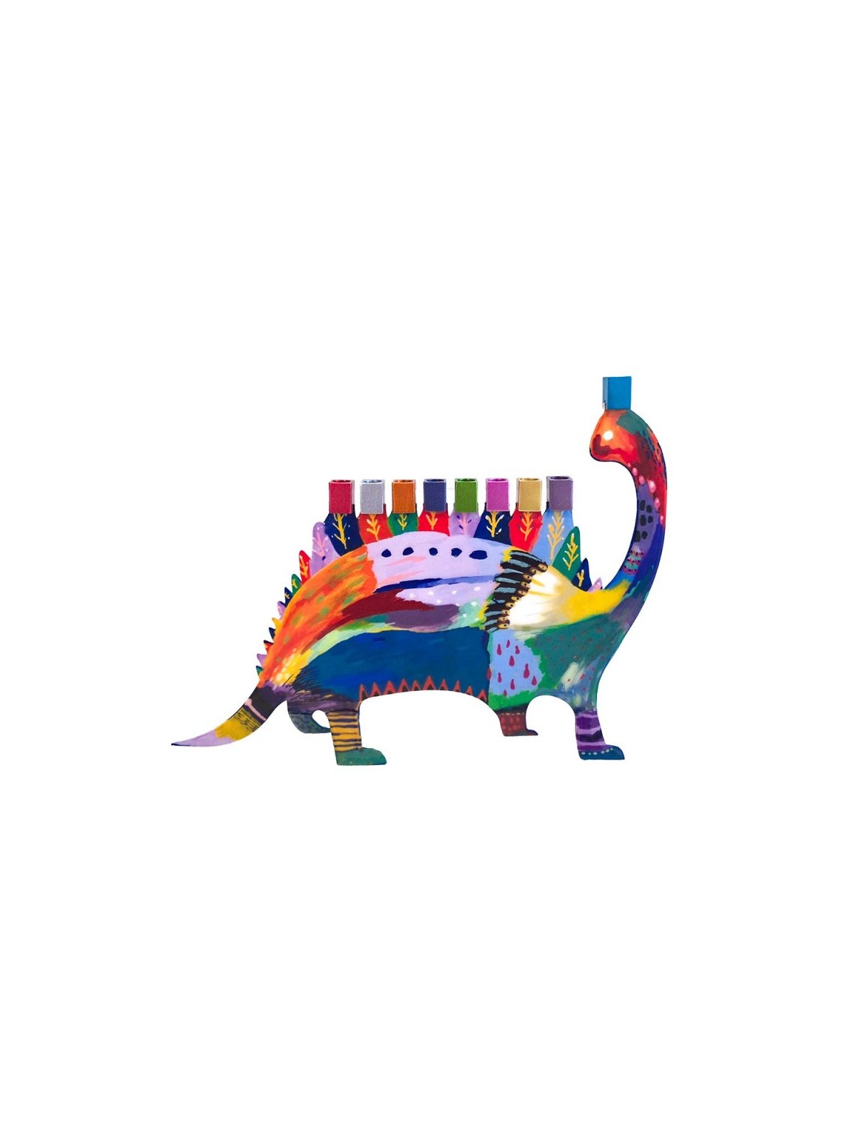 Yair Emanuel Fun Chanukah Menorah Dinosaur 2 Sid... | Hanukkah Menorah