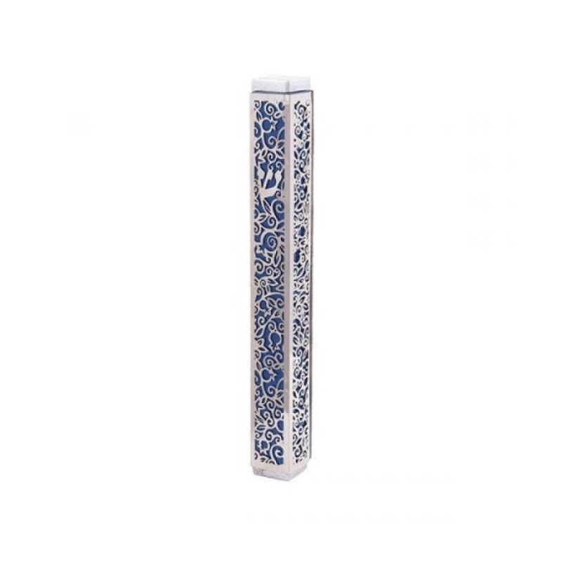 Yair Emanuel Mezuzah Case Cutout Pomegranates... | Mezuzahs by Emanuel