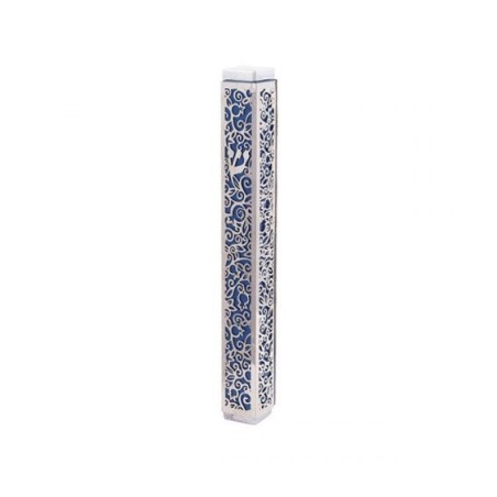 Yair Emanuel Mezuzah Case Cutout Pomegranates... | Mezuzahs by Emanuel