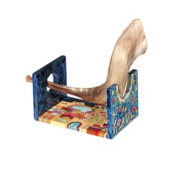 Yair Emanuel Hand Painted Wood Rams Shofar St... | Rosh Hashanah Gifts
