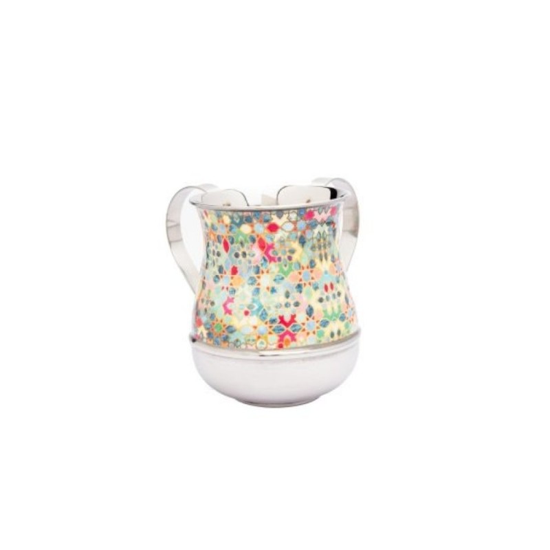 Yair Emanuel Metal Netilat Yadayim Wash Cup Colorful Fl... | Wash Cups