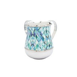 Yair Emanuel Metal Netilat Yadayim Wash Cup Blue Abstra... | Wash Cups