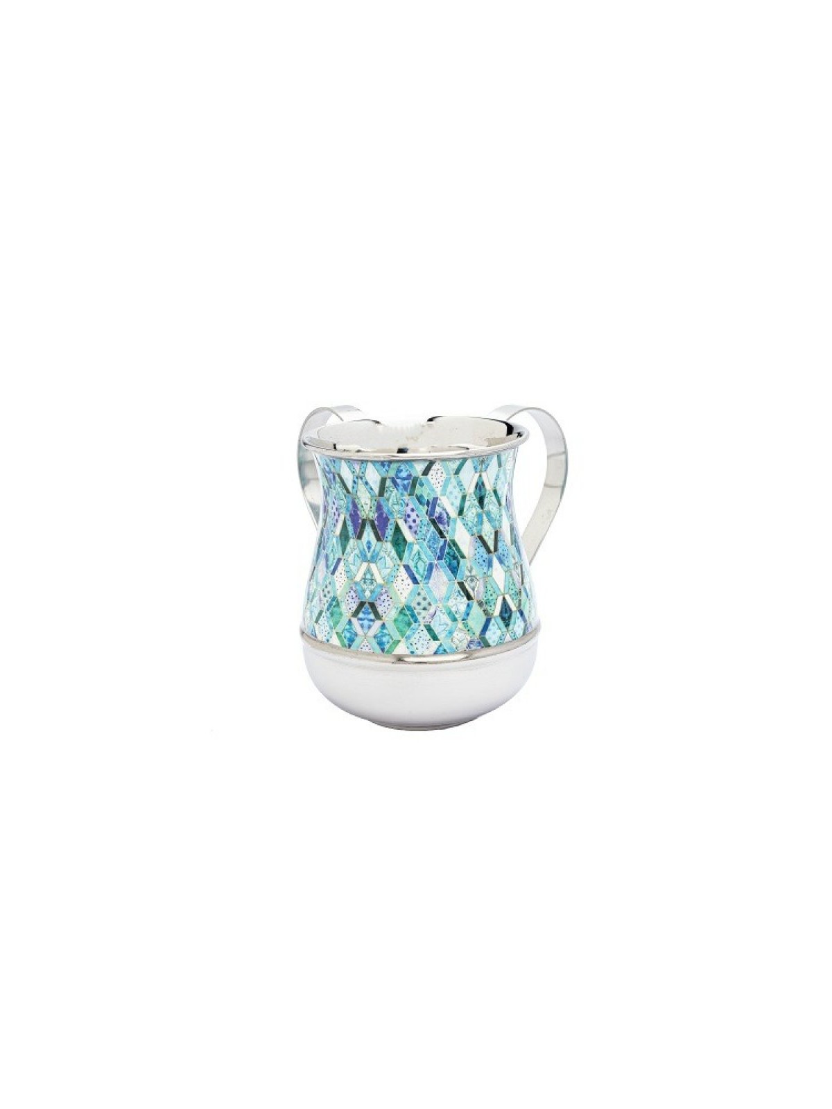 Yair Emanuel Metal Netilat Yadayim Wash Cup Blue Abstra... | Wash Cups
