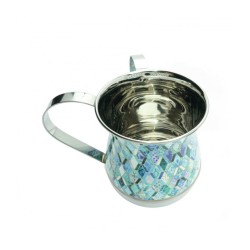 Yair Emanuel Metal Netilat Yadayim Wash Cup Blue Abstra... | Wash Cups
